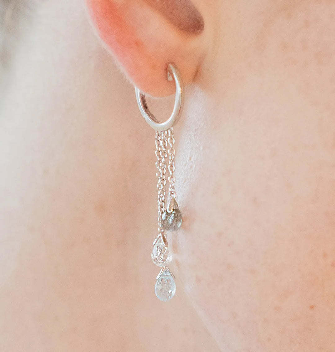 Briolette Huggie Dangle Earring