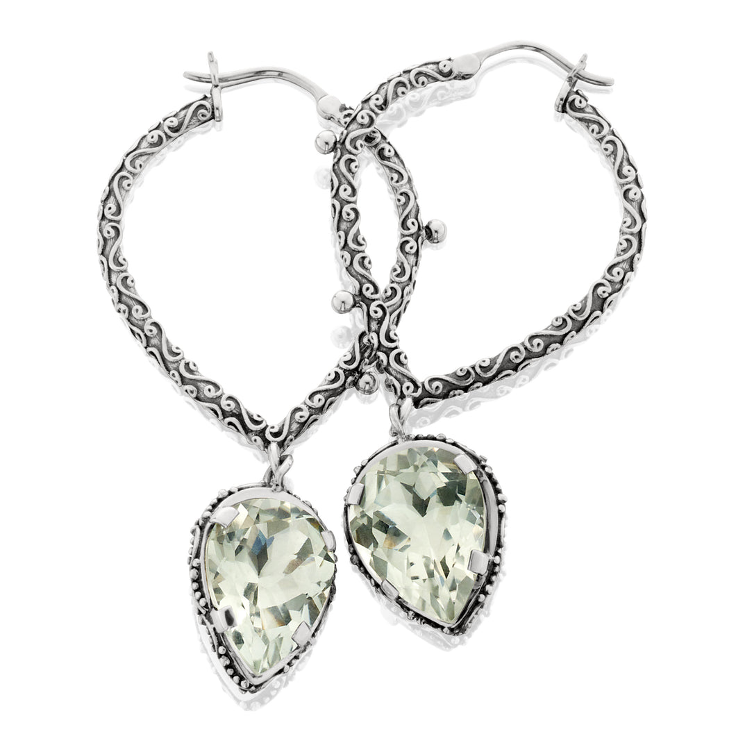 Susan Hoop Drop Earrings - earring - KIR Collection - designer sterling silver jewelry