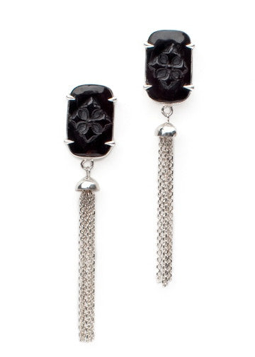 Rectangle Tassel Earrings - earring - KIR Collection - designer sterling silver jewelry