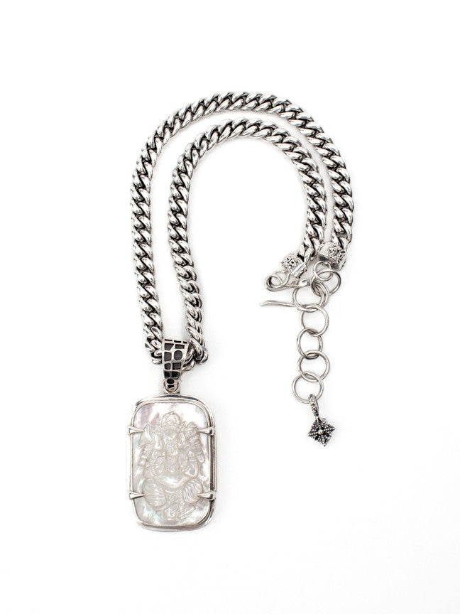 Mother of Pearl Rectangle Pendant - pendant - KIR Collection - designer sterling silver jewelry