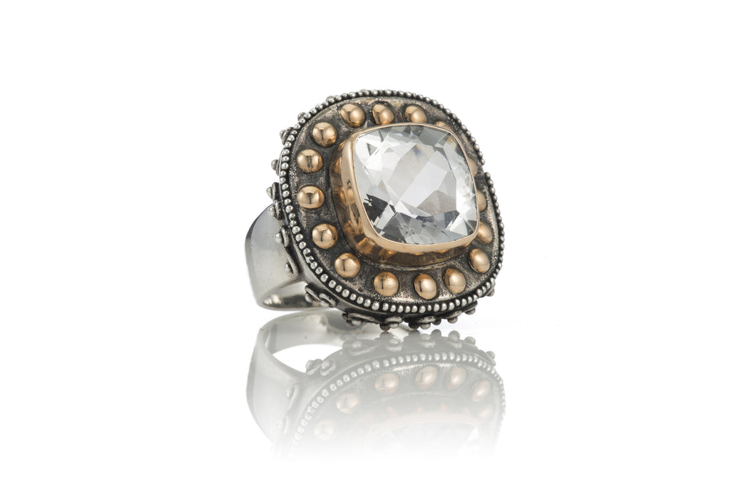Tiffany Square Beaded Ring - ring - KIR Collection - designer sterling silver jewelry