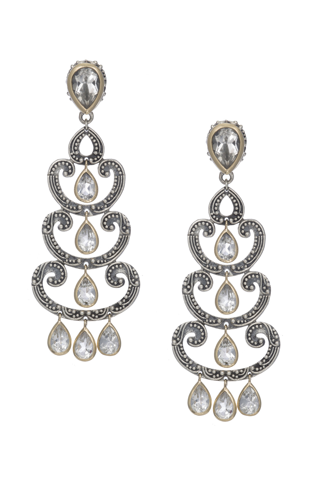 Mexican Silver Teardrop Chandelier Earrings - Reveka Rose