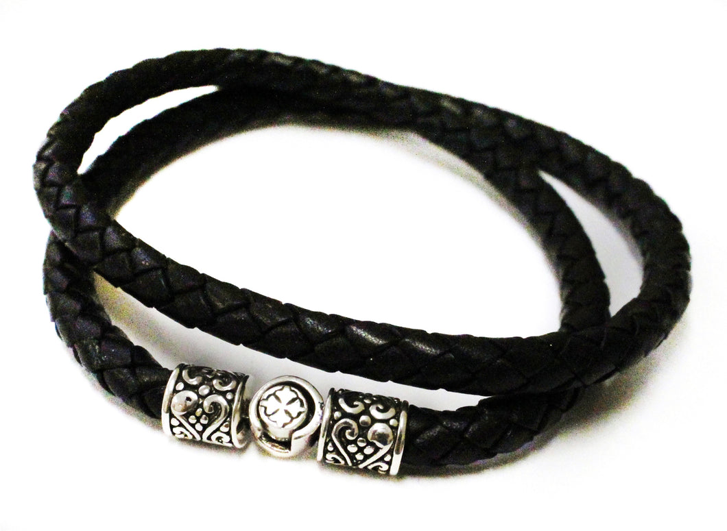 Leather Necklace/Bracelet - necklace - KIR Collection - designer sterling silver jewelry 