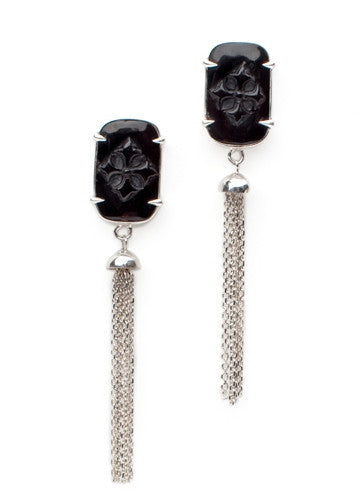 Rectangle Tassel Earrings - earring - KIR Collection - designer sterling silver jewelry 