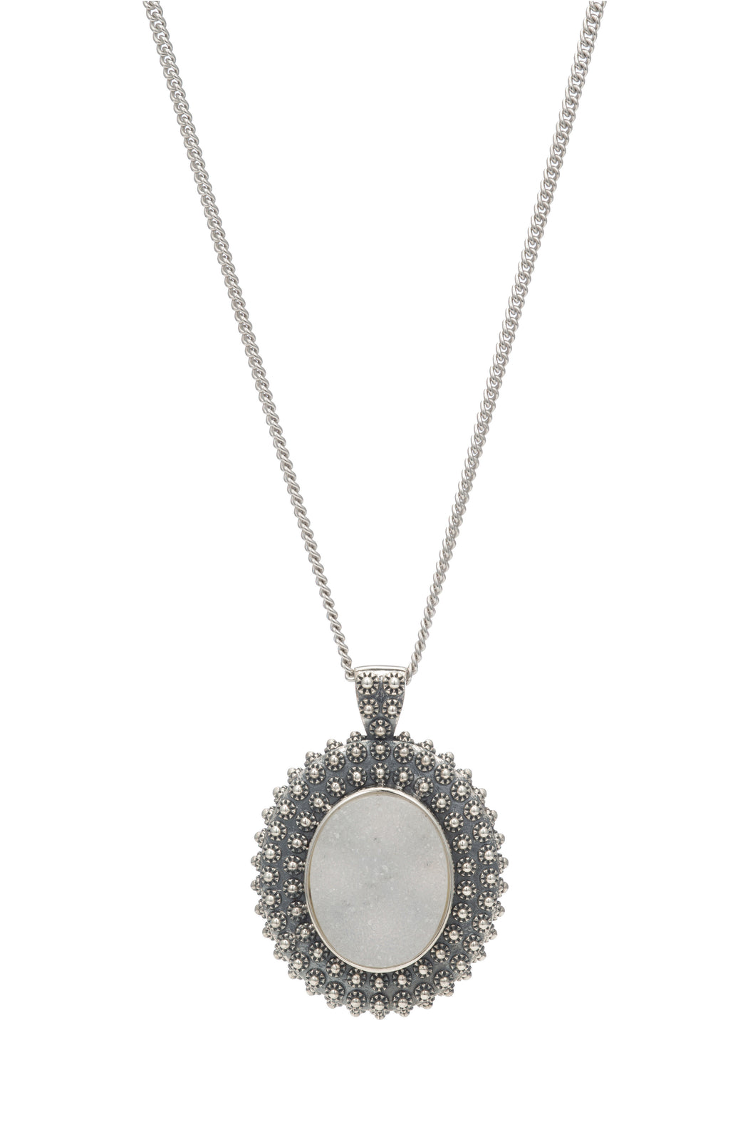 Stupa Drusy Pendant - pendant - KIR Collection - designer sterling silver jewelry 
