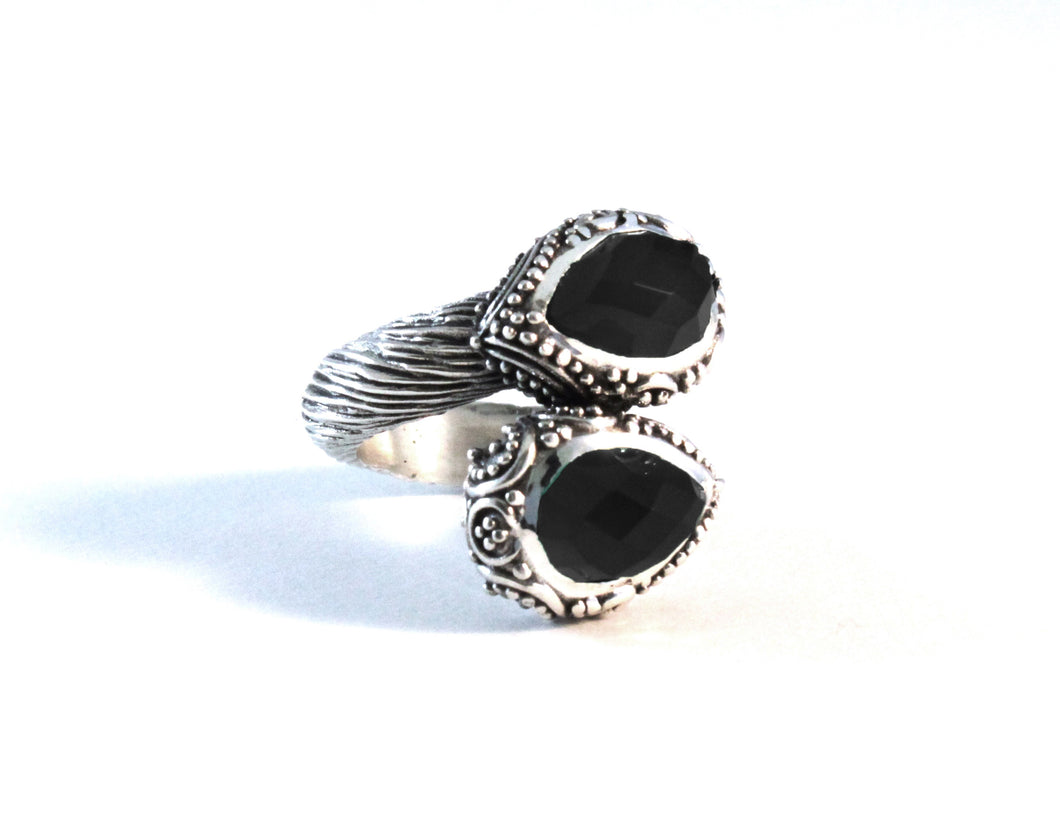 Chandi Two Stone Ring - ring - KIR Collection - designer sterling silver jewelry 